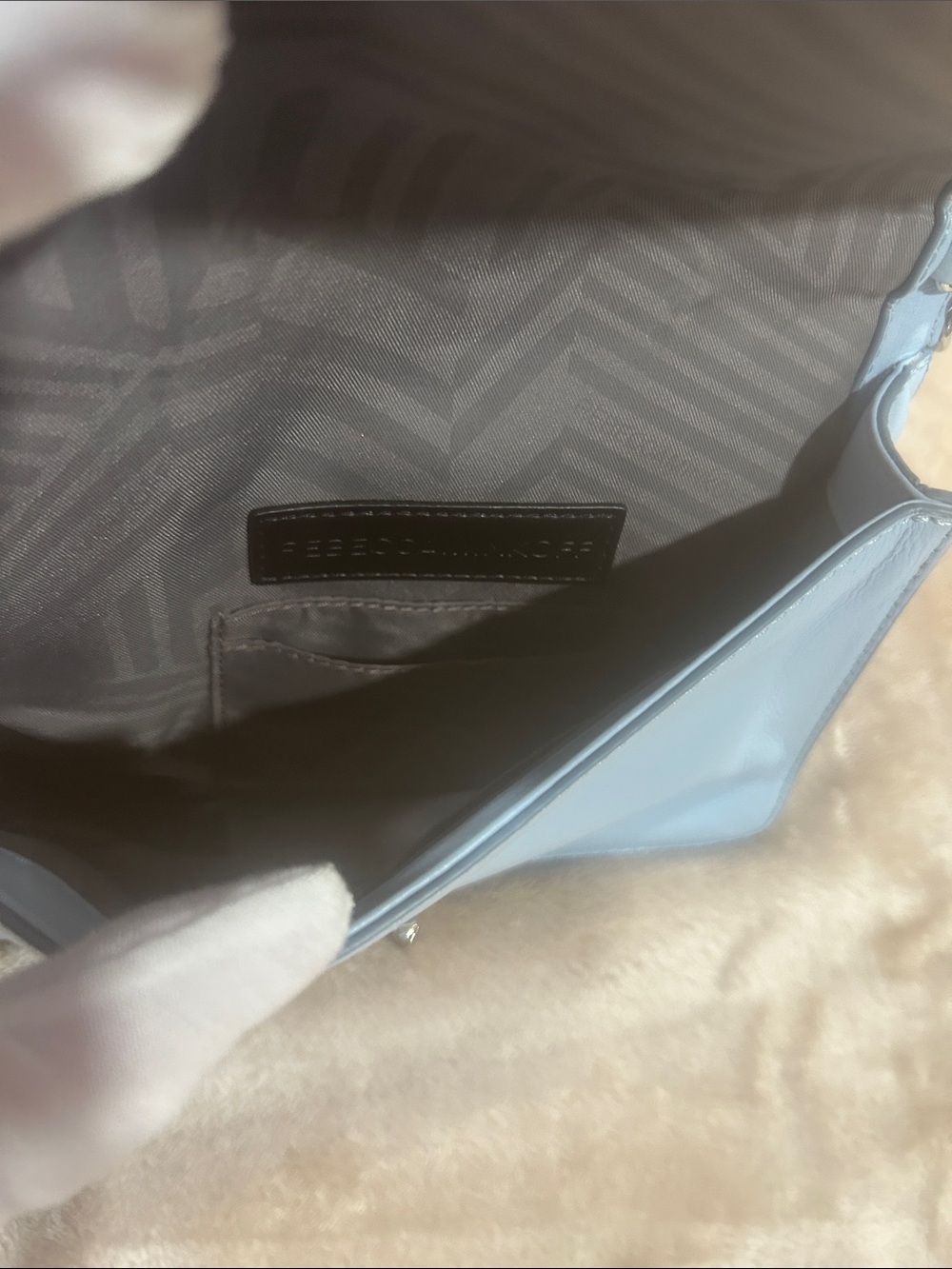Rebecca Minkoff Chevron Quilted Chain Strap Crossbody Bag Sample blue summer - Picture 12 of 16